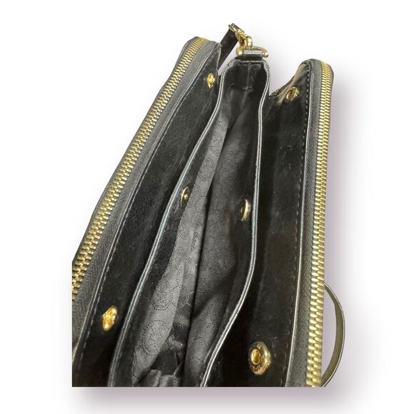 Michael‎ Kors Jet Set Black Leather Crossbody Shoulder Bag Double Zipper - Picture 5 of 7